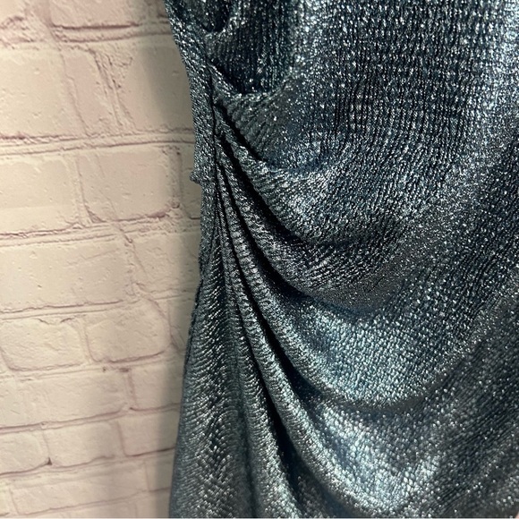 Alex Evenings NEW blue metallic jewel embellished midi gown size 16 Plus gems - Picture 4 of 11